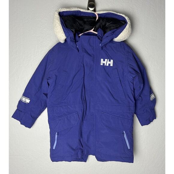 Helly Hansen Girls Winter Ski Snow Down Jacket with Hood Size 104 / 4 Purple